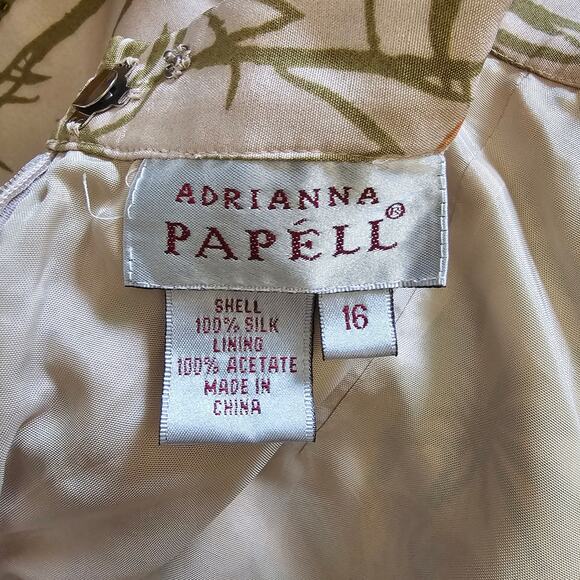 Vintage ADRIANNA PAPELL Silk Tropical Flower Beaded Lined PANTS Women's size 16 - Picture 7 of 10